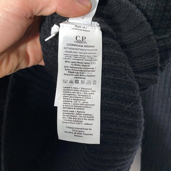 C.P. Company Merino Wool Lens Crewneck Sweater Black mens size 46 / US Small - Picture 8 of 10